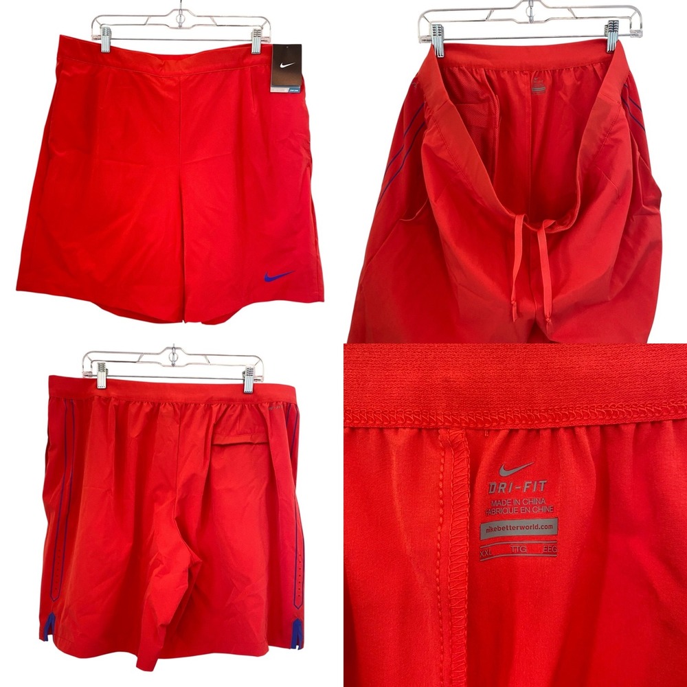 Nike Dri-FIT Mens Tennis Shorts NEW‎ XXL Red Blue Training Gym 658060-647 STAIN